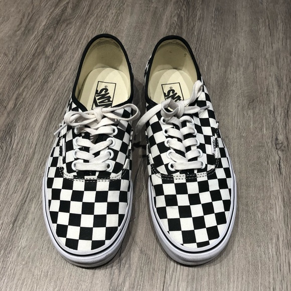 black white checkered vans